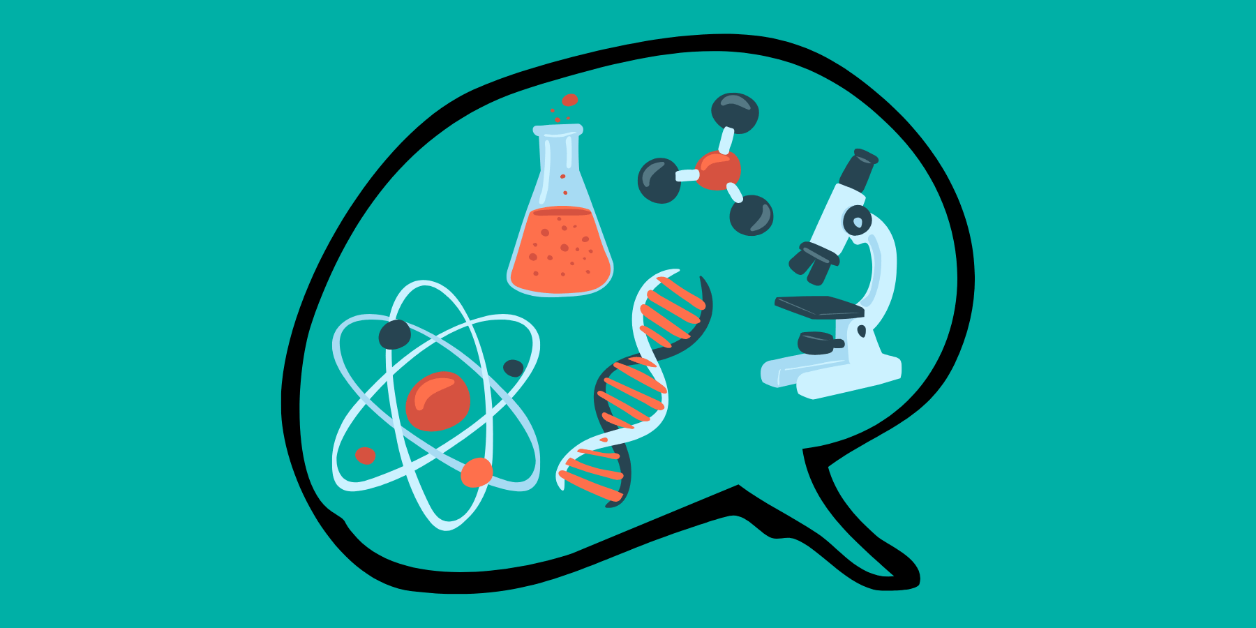 Bulle de dialogue avec des images sur la science