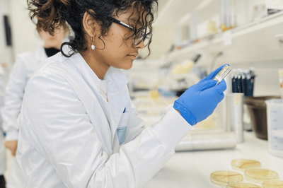 A student in the biology laboratory.