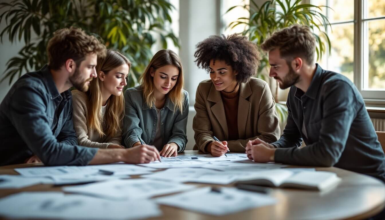 des étudiants travaillent ensemble